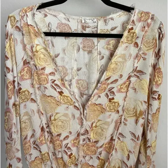 Intimately Free People Everything’s Rosy Bodysuit Size Small Yellow Floral - Picture 5 of 15